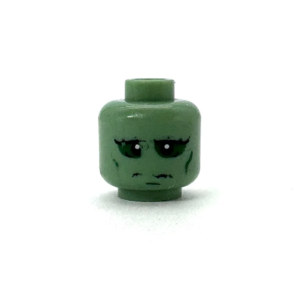 Lego Minifigure Head Sand Green Monster Zombie Wrinkles 3626bpb0415 Part